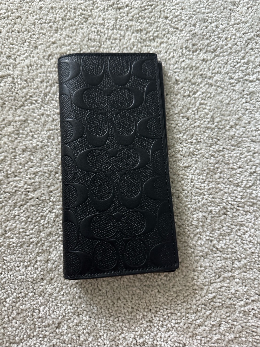 Coach Black Embossed Signature Long Card Holder